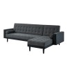 Canapé d'angle convertible LUXURY 4 places en tissu gris et PU noir avec angle réversible