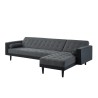 Canapé d'angle convertible LUXURY 4 places en tissu gris et PU noir avec angle réversible