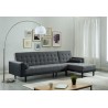 Canapé d'angle convertible LUXURY 4 places en tissu gris et PU noir avec angle réversible