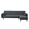 Canapé d'angle convertible LUXURY 4 places en tissu gris et PU noir avec angle réversible