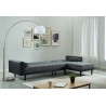 Canapé d'angle convertible LUXURY 4 places en tissu gris et PU noir avec angle réversible