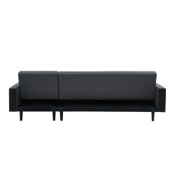 Canapé d'angle convertible LUXURY 4 places en tissu gris et PU noir avec angle réversible