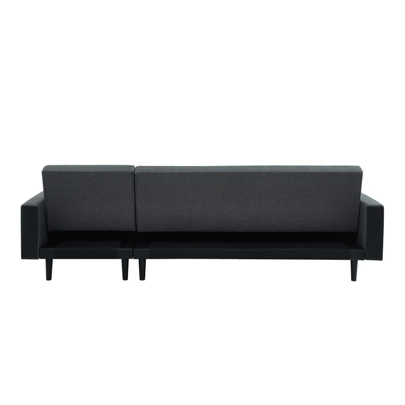 Canapé d'angle convertible LUXURY 4 places en tissu gris et PU noir avec angle réversible