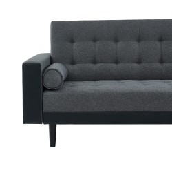 Canapé d'angle convertible LUXURY 4 places en tissu gris et PU noir avec angle réversible