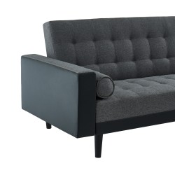 Canapé d'angle convertible LUXURY 4 places en tissu gris et PU noir avec angle réversible