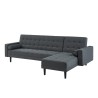 Canapé d'angle LUXURY convertible 4 places en tissu anthracite et pieds en bois avec angle réversible