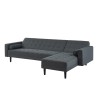 Canapé d'angle LUXURY convertible 4 places en tissu anthracite et pieds en bois avec angle réversible
