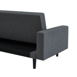 Canapé d'angle LUXURY convertible 4 places en tissu anthracite et pieds en bois avec angle réversible