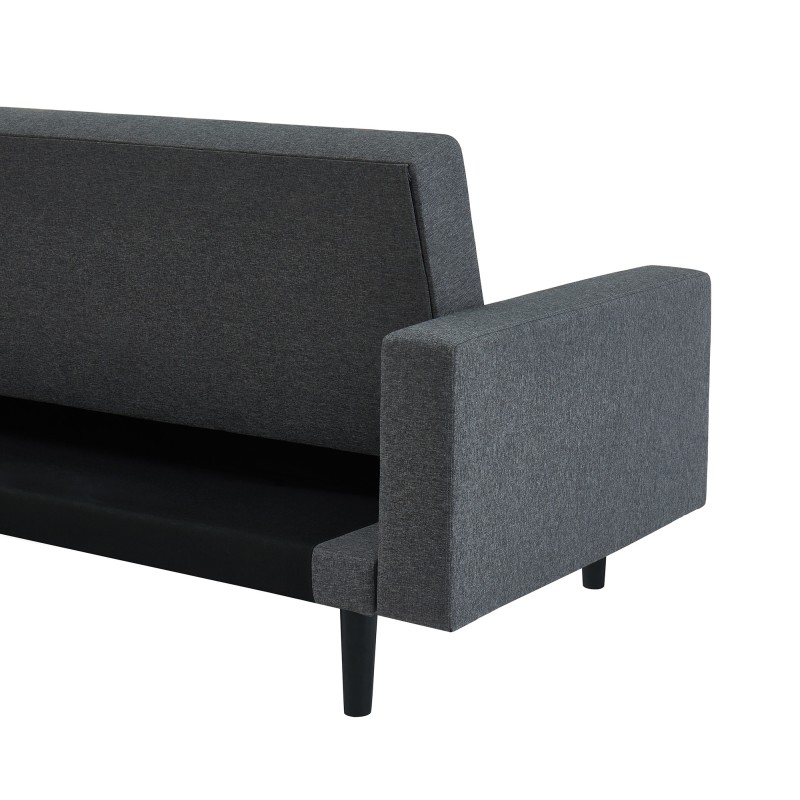 Canapé d'angle LUXURY convertible 4 places en tissu anthracite et pieds en bois avec angle réversible