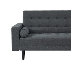 Canapé d'angle LUXURY convertible 4 places en tissu anthracite et pieds en bois avec angle réversible