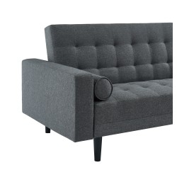 Canapé d'angle LUXURY convertible 4 places en tissu anthracite et pieds en bois avec angle réversible