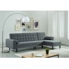 Canapé d'angle LUXURY convertible 4 places en tissu anthracite et pieds en bois avec angle réversible