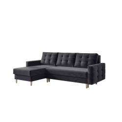 Canapé Angle IVORY velour anthracite Convertible 3 places