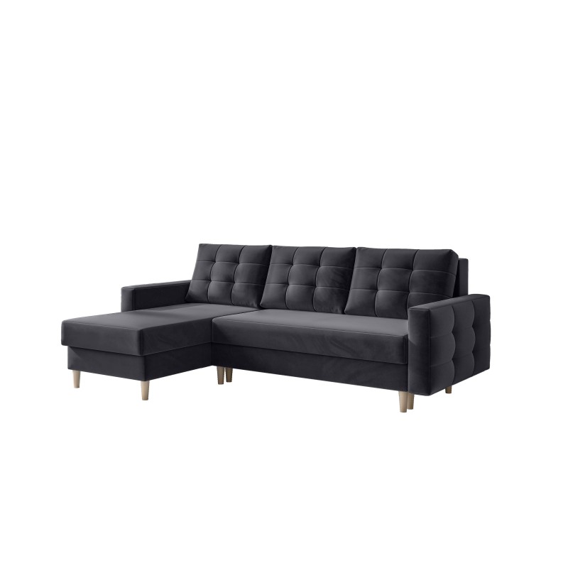 Canapé Angle IVORY velour anthracite Convertible 3 places