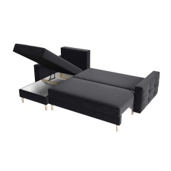 Canapé Angle IVORY velour anthracite Convertible 3 places