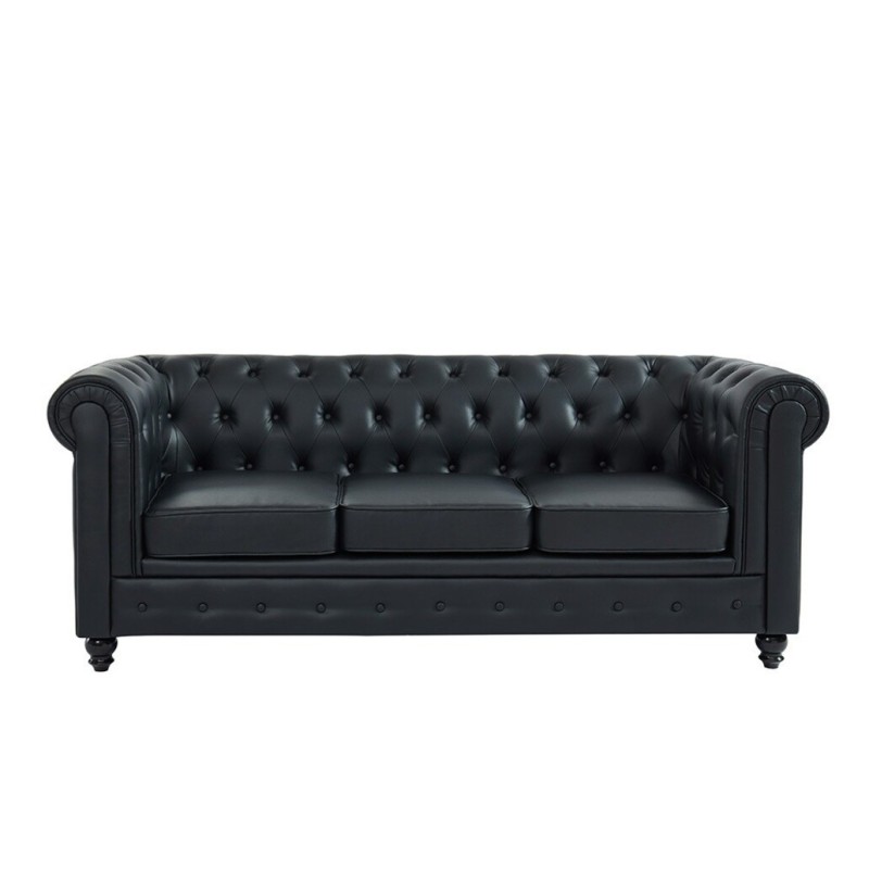 Canapé CHICAGO chesterfield noir 3 places 200 x 83 x 76 cm