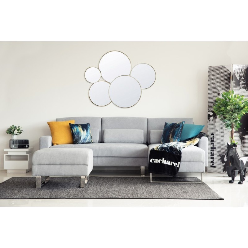 Pouf carré AXELL gris  tissu peau de pêche 75 x 75 x 45 cm