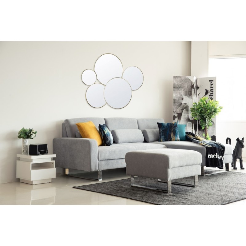 Pouf carré AXELL gris  tissu peau de pêche 75 x 75 x 45 cm