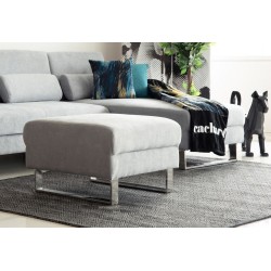 Pouf carré AXELL gris  tissu peau de pêche 75 x 75 x 45 cm