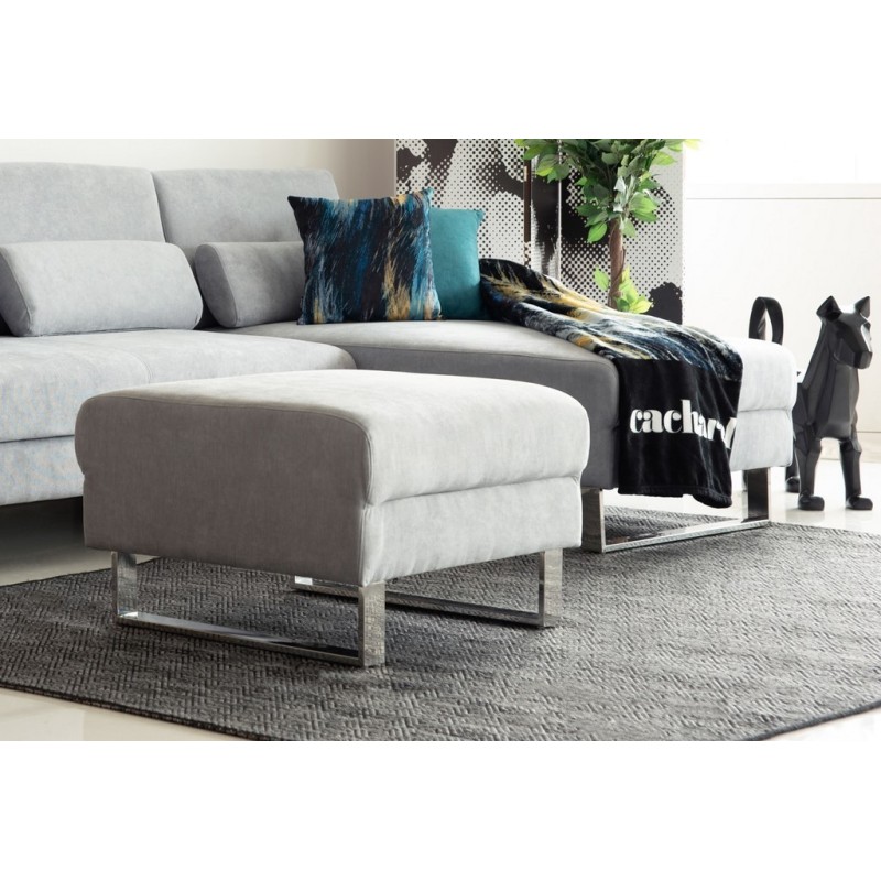 Pouf carré AXELL gris  tissu peau de pêche 75 x 75 x 45 cm