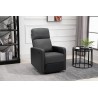 Fauteuil relax small LOVA en PU noir et tissu gris foncé avec fonction manuel d'une largeur d'assise 47cm