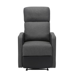 Fauteuil relax small LOVA en PU noir et tissu gris foncé avec fonction manuel d'une largeur d'assise 47cm