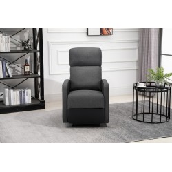 Fauteuil relax small LOVA en PU noir et tissu gris foncé avec fonction manuel d'une largeur d'assise 47cm