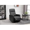 Fauteuil relax small LOVA en PU noir et tissu gris foncé avec fonction manuel d'une largeur d'assise 47cm