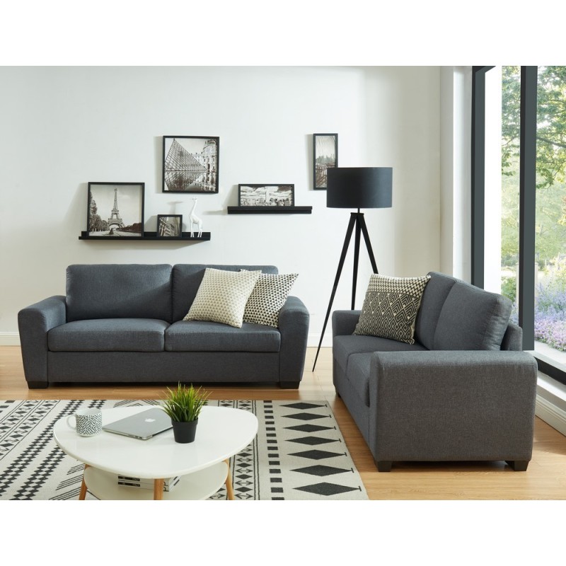 Ensemble Canapés 3 + 2 MELLOW Tissu Gris Droit fixe