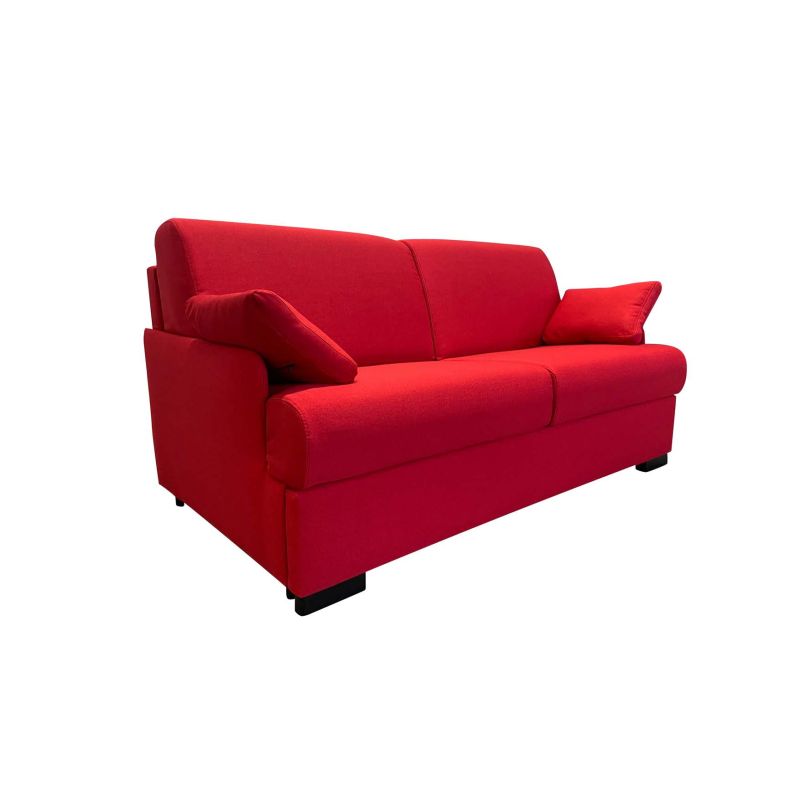 BILLY Canapé convertible 3 places rouge rubis matelas Simmons 140cm