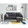 Canapé d'angle MIRISA en tissu gris et pieds en bois 4 places et 2 coussins inclus