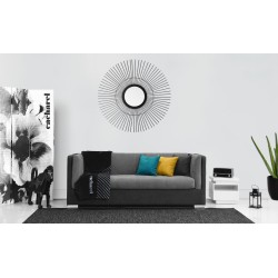 Canapé fixe 3 places SAHEL velours anthracite et noir 205 x 90 x 78 cm