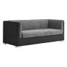 Canapé fixe 3 places SAHEL velours anthracite et noir 205 x 90 x 78 cm