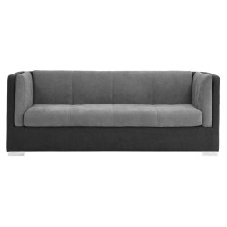 Canapé fixe 3 places SAHEL velours anthracite et noir 205 x 90 x 78 cm