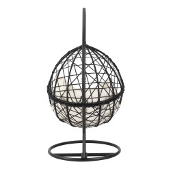 Fauteuil suspendu LEON résine tressée noire fourni avec pied