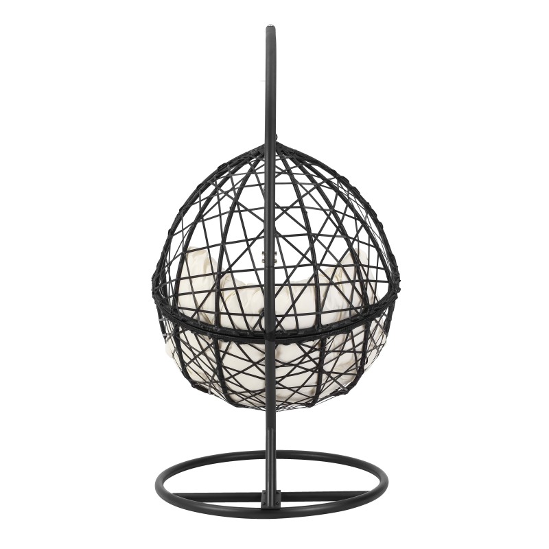 Fauteuil suspendu LEON résine tressée noire fourni avec pied