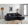 Canapé d'angle JULES convertible en tissu effet vintage noir