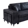 Canapé d'angle JULES convertible en tissu effet vintage noir
