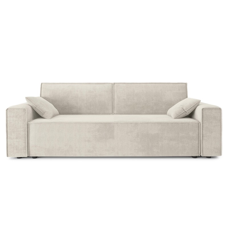 Canapé droit MIRAGE convertible velours côtelé beige