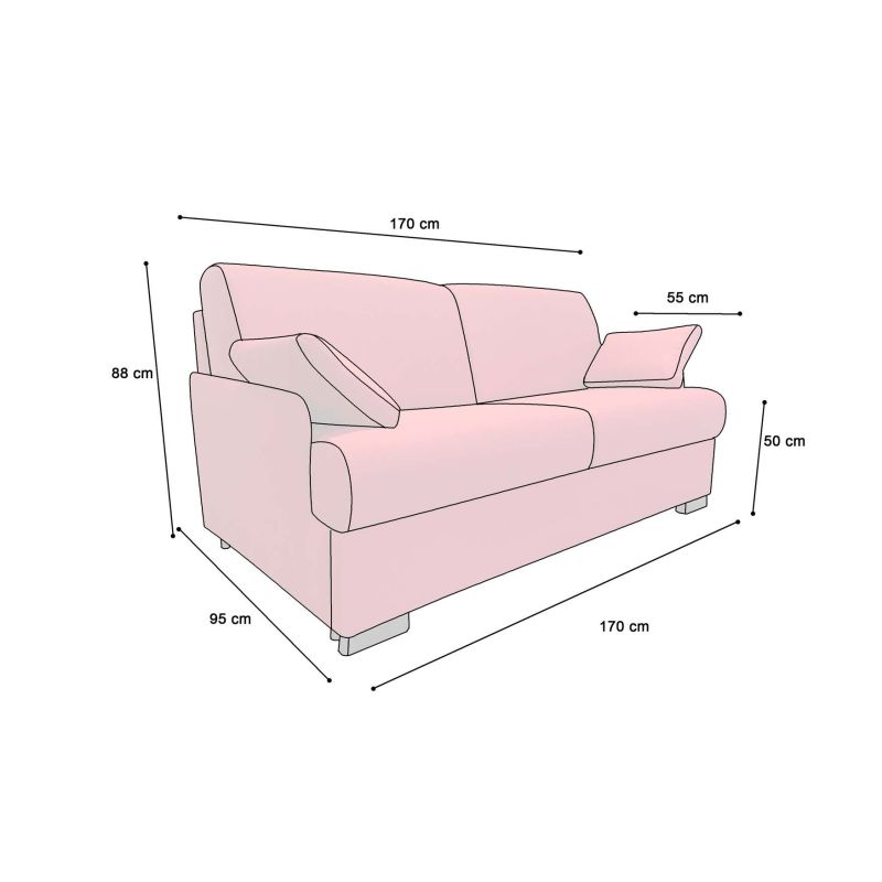 BILLY Canapé convertible 3 places rouge rubis matelas Simmons 140cm