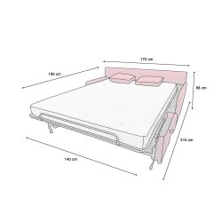 BILLY Canapé convertible 3 places rouge rubis matelas Simmons 140cm