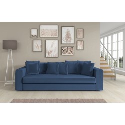 Canapé droit ADEL fixe en velours bleu