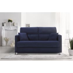 ATHENA Canapé convertible 3 places bleu marine matelas Dunlopillo 140cm