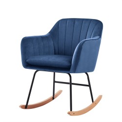 Fauteuil ELSA en velours bleu rocking chair