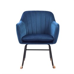 Fauteuil ELSA en velours bleu rocking chair