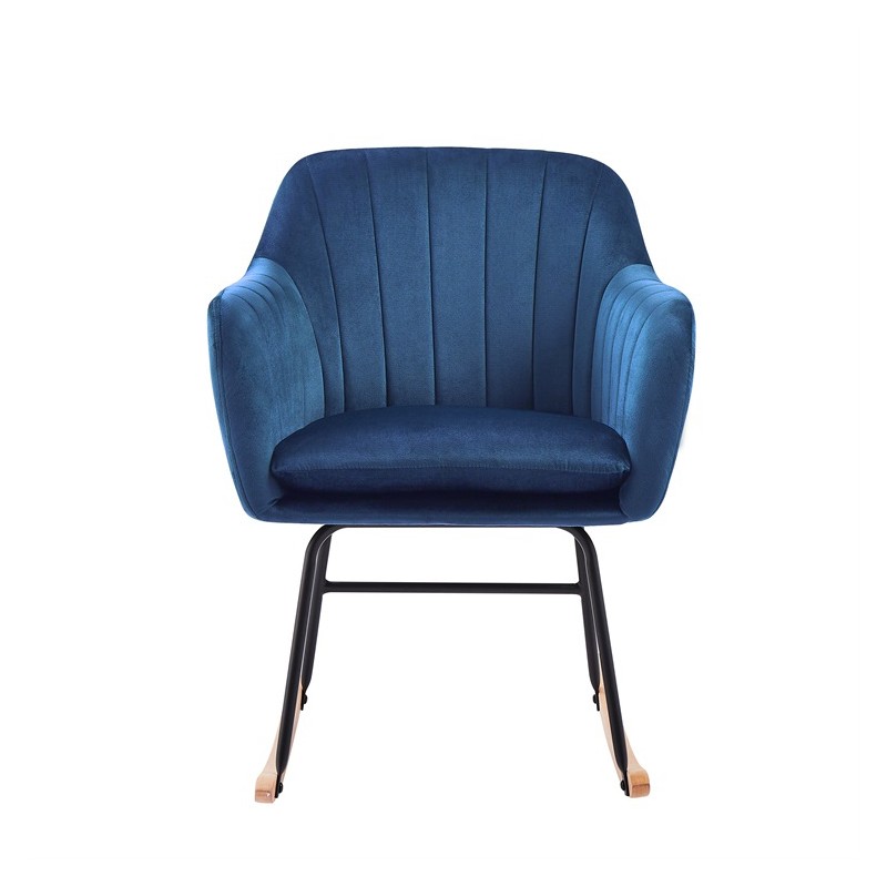 Fauteuil ELSA en velours bleu rocking chair