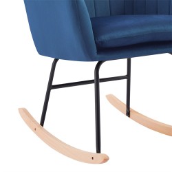 Fauteuil ELSA en velours bleu rocking chair