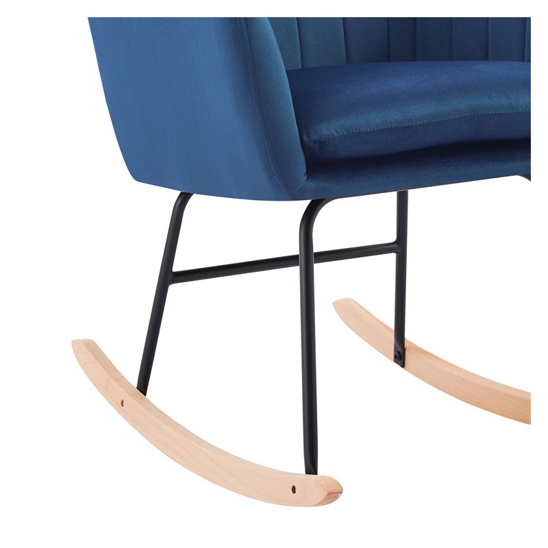 Fauteuil ELSA en velours bleu rocking chair