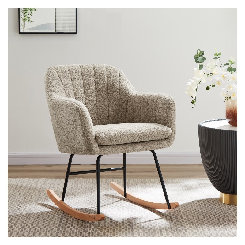 Fauteuil ELSA à bouclette beige rocking chair