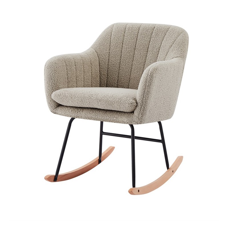 Fauteuil ELSA à bouclette beige rocking chair